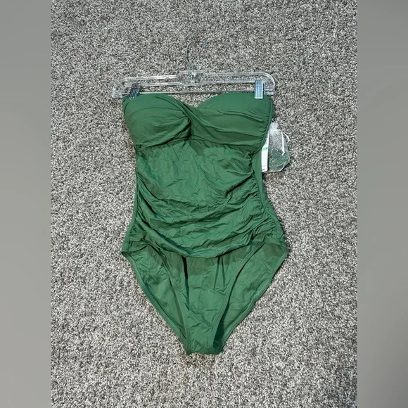 NWT Anne Cole Standard Twist Front Shirred One Piece Swimsuit Size 8 - Picture 4 of 7